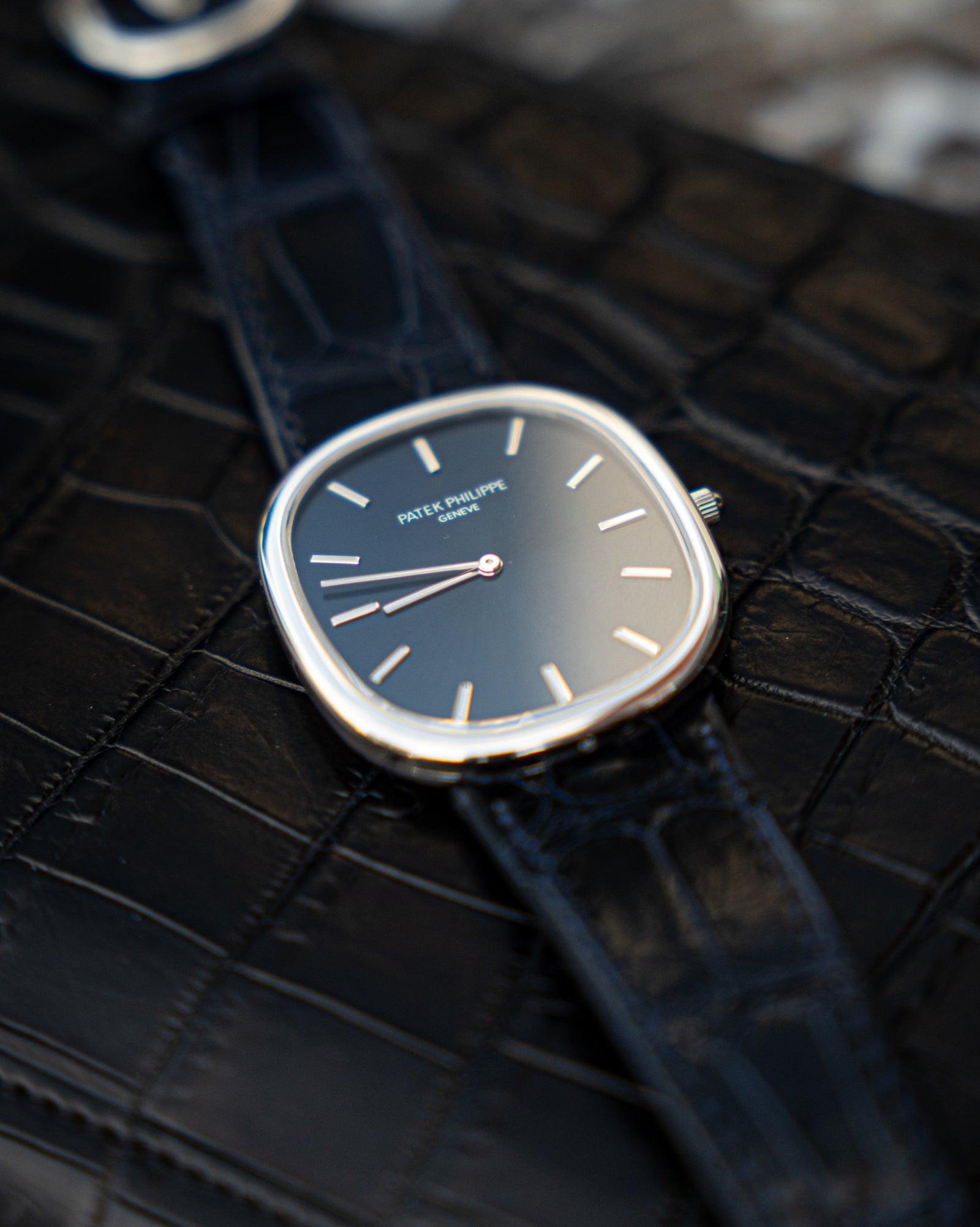 Patek Philippe Golden Ellipse 5738P-001  Platinum Blue Dial 34mm