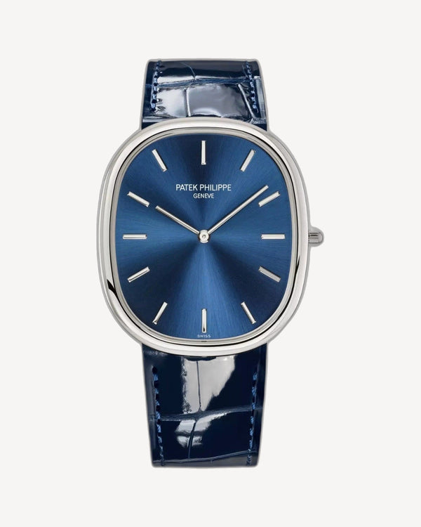 Patek Philippe Golden Ellipse 5738P-001  Platinum Blue Dial 34mm