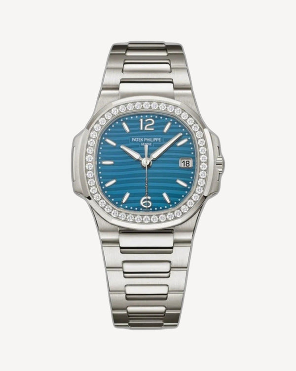 Patek Philippe Nautilus 7010/1G-013 White Gold Blue Wave Dial 32mm